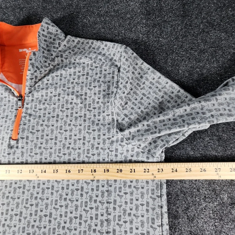 Birdie Bound Mens Large Quarter Zip Pullover Gray Orange Cocktail Print Golf L